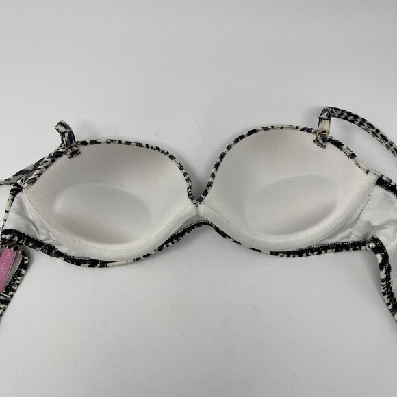 Victorias Secret Push Up Bikini Top Size 32B Black Print - Picture 6 of 11